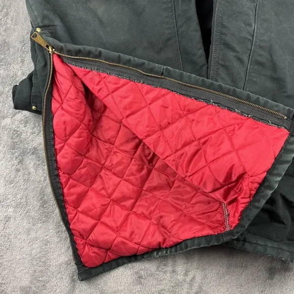 VTG Carhartt Bib Overalls Mens 52x31 Black Duble Knee Duck Quilt Lined USA RO2 - Picture 5 of 11